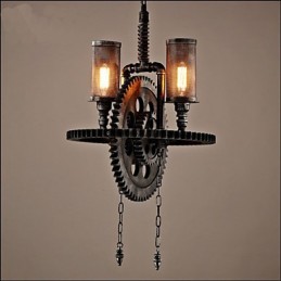 Colgante de doble cabeza con engranajes de estudio personalizados de Industrial Wind Cafe