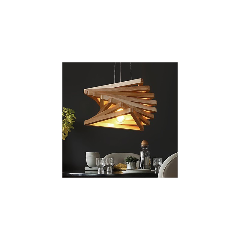 Lámpara colgante de bambú con pintura de madera, estilo campestre clásico tradicional.