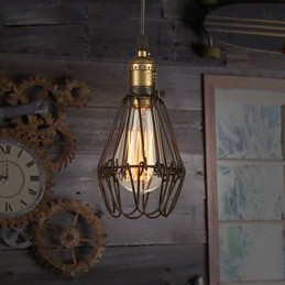 Lámparas colgantes estilo campestre americano vintage que restauran formas antiguas, lámpara colgante de jaula pequeña de hierro forjado