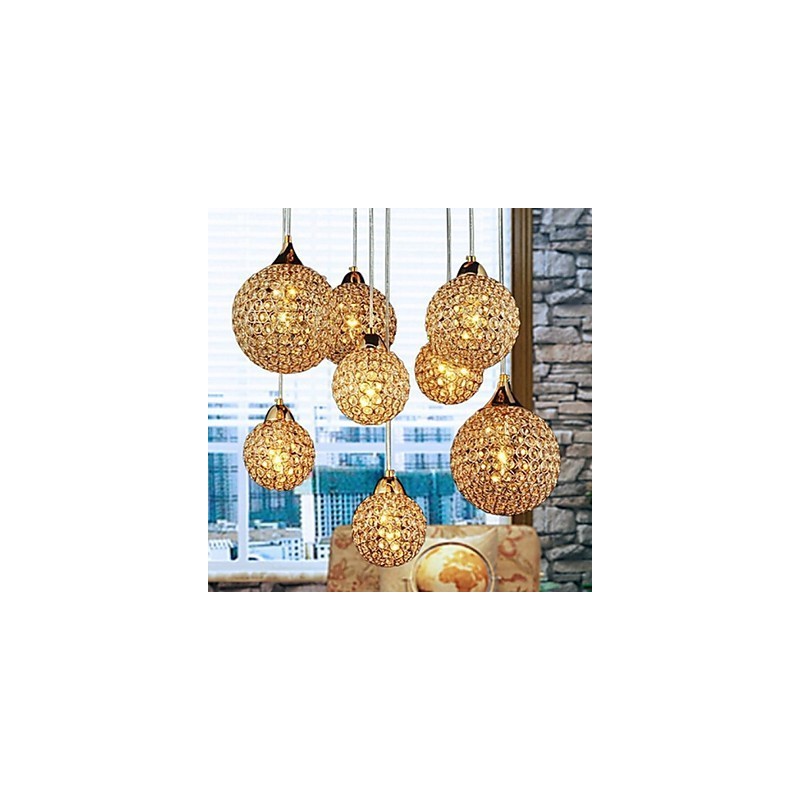 Lámpara colgante moderna y contemporánea de metal galvanizado con forma de globo de cristal