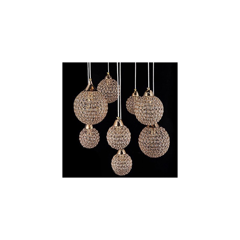 Lámpara colgante moderna y contemporánea de metal galvanizado con forma de globo de cristal