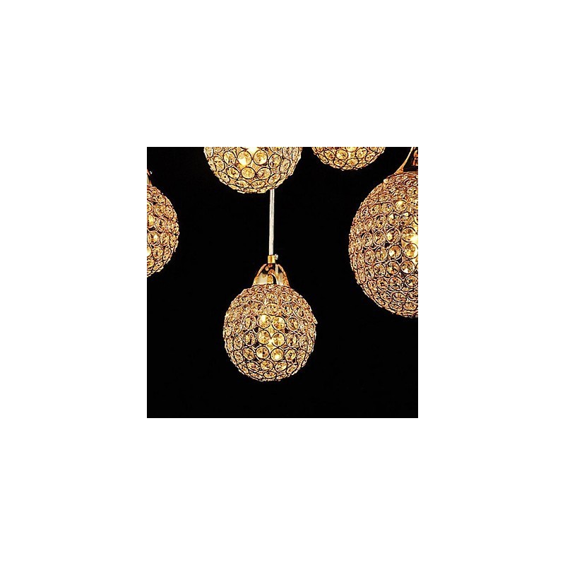 Lámpara colgante moderna y contemporánea de metal galvanizado con forma de globo de cristal