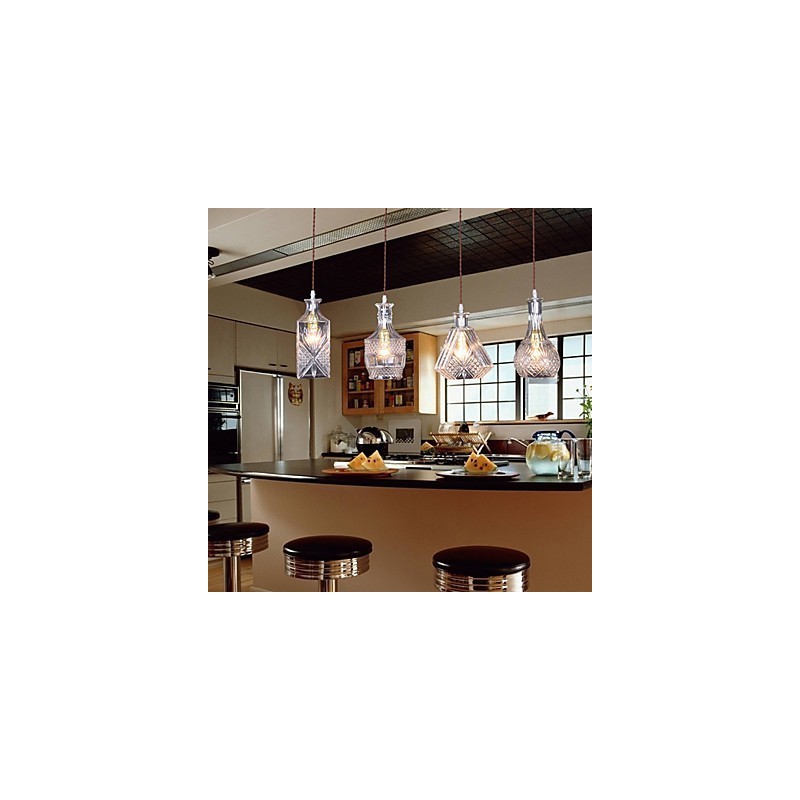 Lámpara colgante de metal estilo isla, moderna, contemporánea, tradicional, clásica y vintage, de 40 W x 4