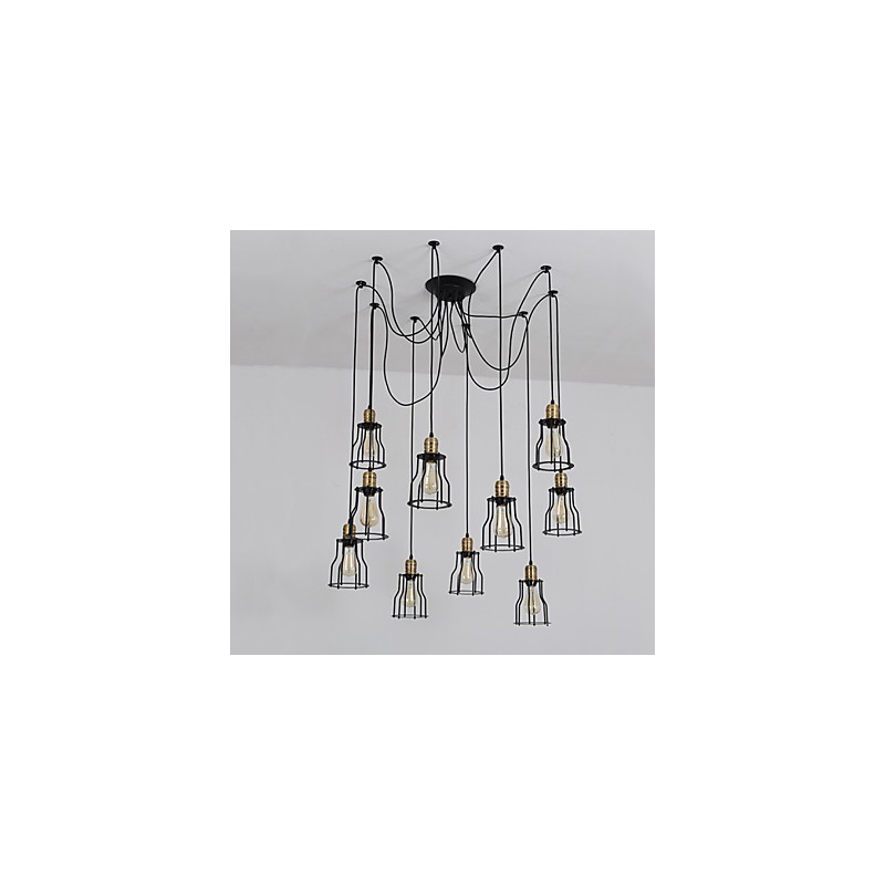 Lámpara de techo vintage Edison ajustable, lámpara colgante DIY, iluminación moderna y elegante para comedor industrial.