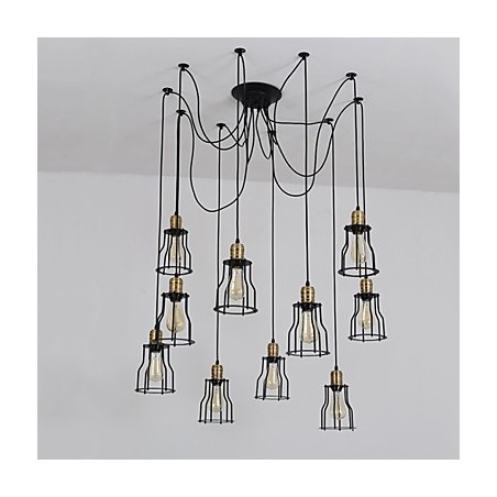 Lámpara de techo vintage Edison ajustable, lámpara colgante DIY, iluminación moderna y elegante para comedor industrial.