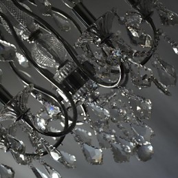 Lámpara de araña clásica tradicional de metal cromado y cristal