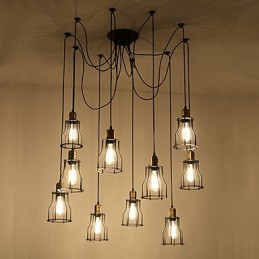 Lámpara de techo vintage Edison ajustable, lámpara colgante DIY, iluminación moderna y elegante para comedor industrial.