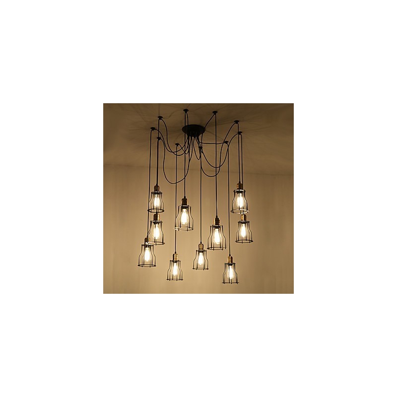 Lámpara de techo vintage Edison ajustable, lámpara colgante DIY, iluminación moderna y elegante para comedor industrial.