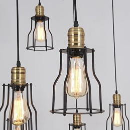 Lámpara de techo vintage Edison ajustable, lámpara colgante DIY, iluminación moderna y elegante para comedor industrial.