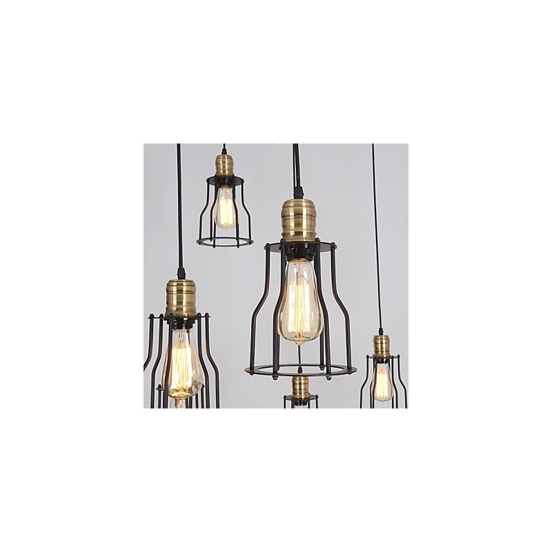 Lámpara de techo vintage Edison ajustable, lámpara colgante DIY, iluminación moderna y elegante para comedor industrial.