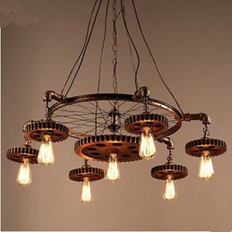 Lámpara de araña de hierro con mecanismo creativo para decoración retro del hogar