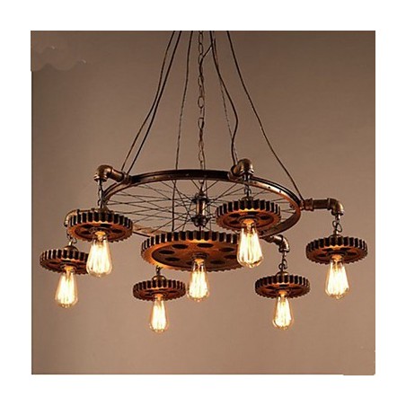 Lámpara de araña de hierro con mecanismo creativo para decoración retro del hogar Lámpara de araña de hierro con mecanismo creativo para decoración retro del hogar