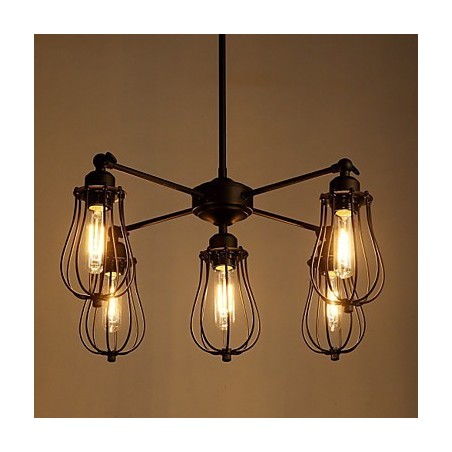 Lámparas colgantes tradicionales clásicas rústicas estilo cabaña retro de metal, 5 luces Lámparas colgantes tradicionales clásicas rústicas estilo cabaña retro de metal, 5 luces