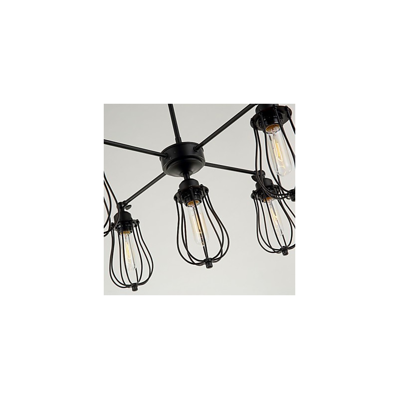 Lámparas colgantes tradicionales clásicas rústicas estilo cabaña retro de metal, 5 luces