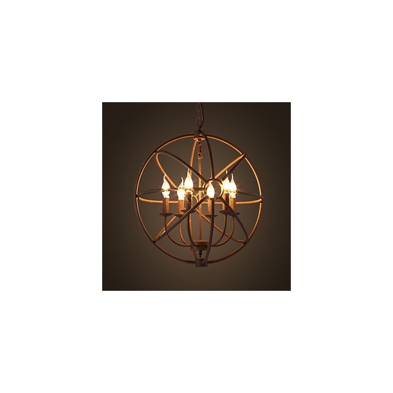 Lámpara de araña de hierro forjado estilo nórdico estilo retro americano con velas. La lámpara de araña negra.
