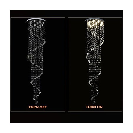 Lámpara colgante de cristal moderna, lámpara de araña con espiral simple, diámetro 70 cm, altura 250 cm. Lámpara colgante de cristal moderna, lámpara de araña con espiral simple, diámetro 70 cm, altura 250 cm.