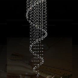 Lámpara colgante de cristal moderna, lámpara de araña con espiral simple, diámetro 70 cm, altura 250 cm.