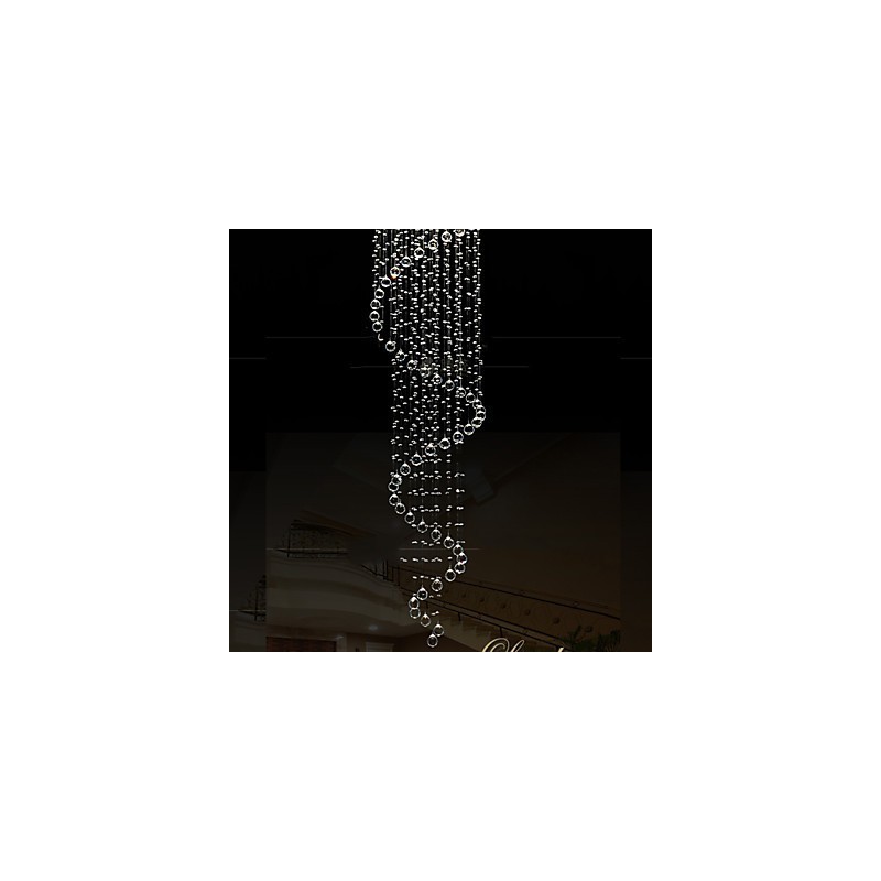 Lámpara colgante de cristal moderna, lámpara de araña con espiral simple, diámetro 70 cm, altura 250 cm.