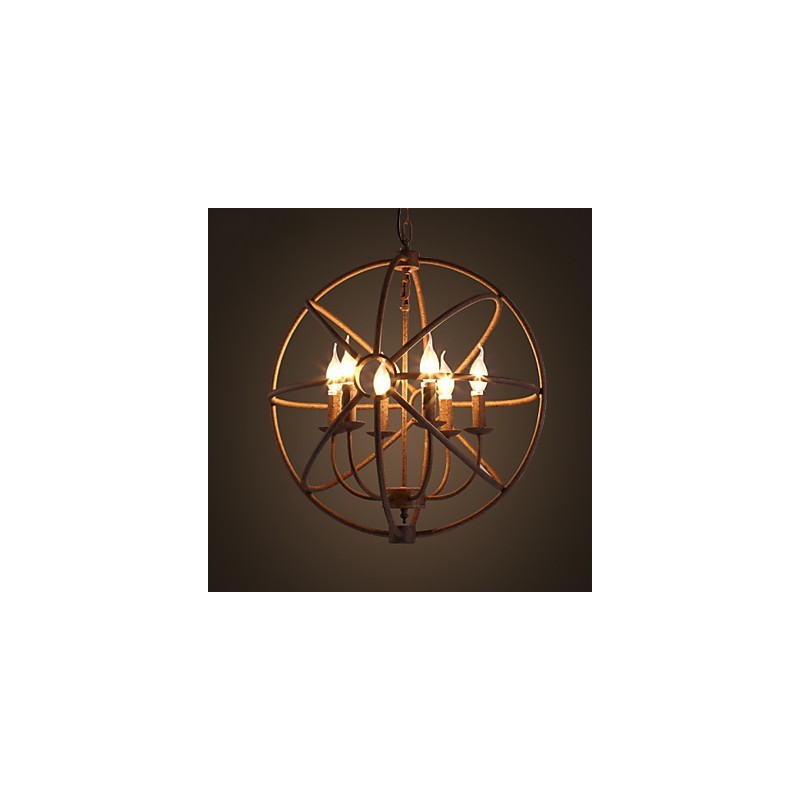 Lámpara de araña de hierro forjado estilo nórdico estilo retro americano con velas. La lámpara de araña negra.
