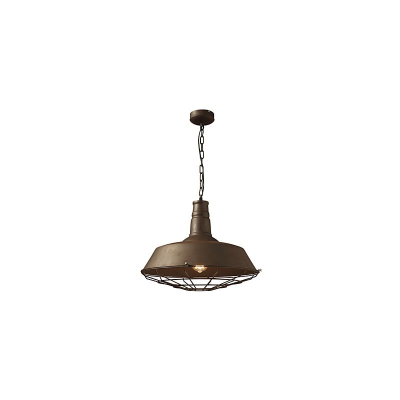 Lámpara colgante retro de 1 luz con pantalla de metal antiguo. Tienda.