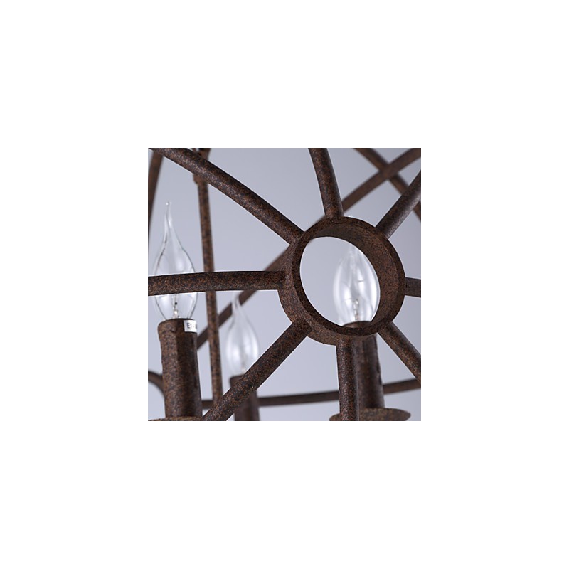 Lámpara de araña de hierro forjado estilo nórdico estilo retro americano con velas. La lámpara de araña negra.