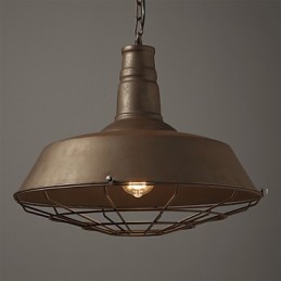 Lámpara colgante retro de 1 luz con pantalla de metal antiguo. Tienda.