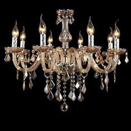 Candelabro de cristal de lujo con forma de vela de cristal ámbar