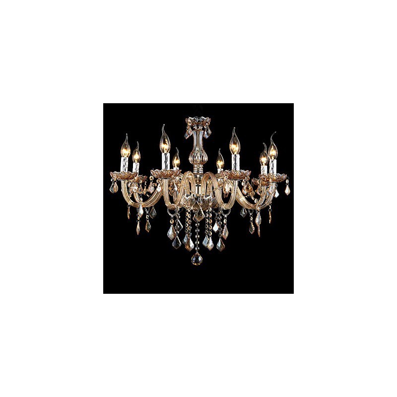 Candelabro de cristal de lujo con forma de vela de cristal ámbar