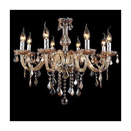 Candelabro de cristal de lujo con forma de vela de cristal ámbar Candelabro de cristal de lujo con forma de vela de cristal ámbar