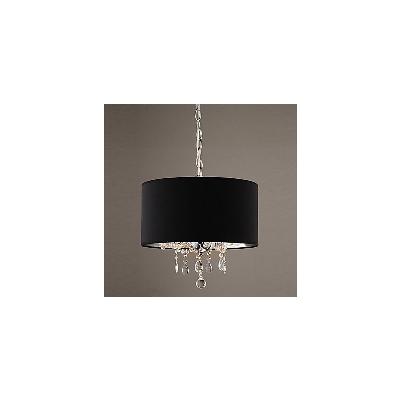 Lámpara de araña moderna y contemporánea de cristal en forma de tambor, estilo mini, cromada