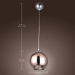 Lámpara colgante moderna contemporánea de metal galvanizado con forma de globo de 60 pulgadas