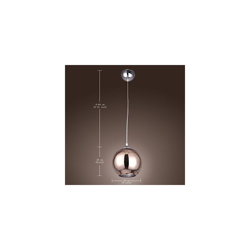 Lámpara colgante moderna contemporánea de metal galvanizado con forma de globo de 60 pulgadas