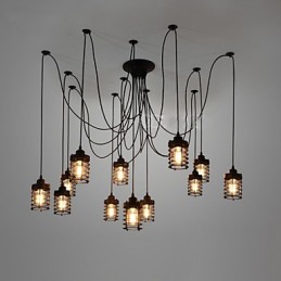 Lámpara de techo vintage Edison ajustable, lámpara colgante DIY, iluminación moderna y elegante para comedor industrial.