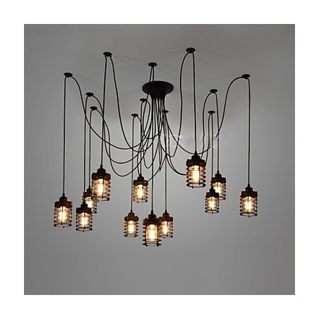 Lámpara de techo vintage Edison ajustable, lámpara colgante DIY, iluminación moderna y elegante para comedor industrial.