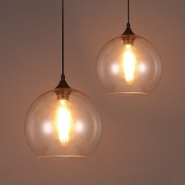 Lámpara colgante de una sola cabeza con bola de cristal rural, estilo nórdico creativo