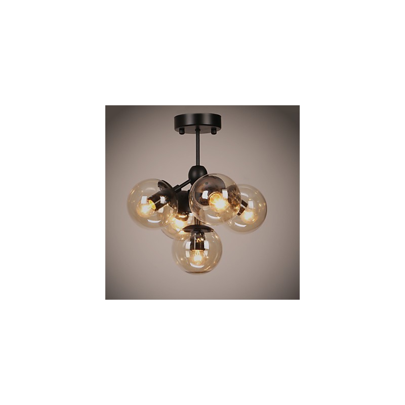 Lámpara de araña de 5 luces con bola de cristal, estilo retro, para exteriores, garaje y metal.