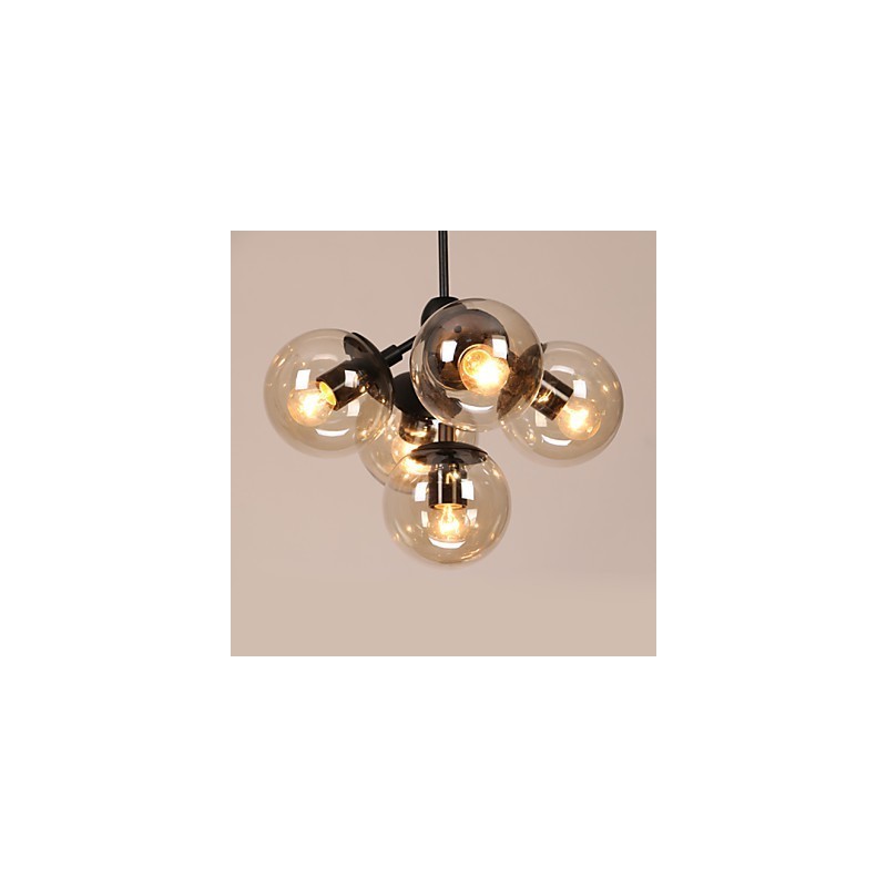 Lámpara de araña de 5 luces con bola de cristal, estilo retro, para exteriores, garaje y metal.