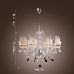 Lámpara de araña de cristal de lujo moderna de 8 luces
