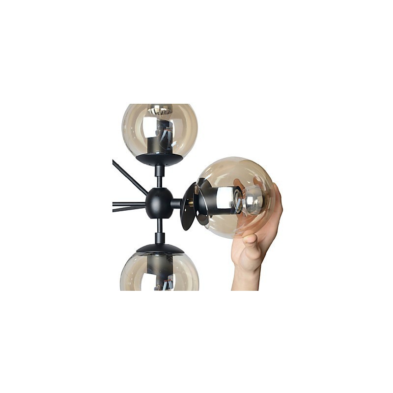 Lámpara de araña de 5 luces con bola de cristal, estilo retro, para exteriores, garaje y metal.