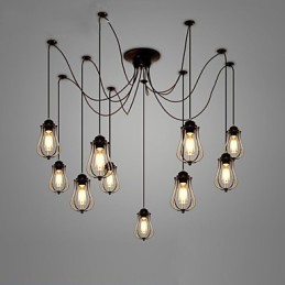 Lámpara de techo vintage Edison ajustable, lámpara colgante DIY, iluminación moderna y elegante para comedor industrial.