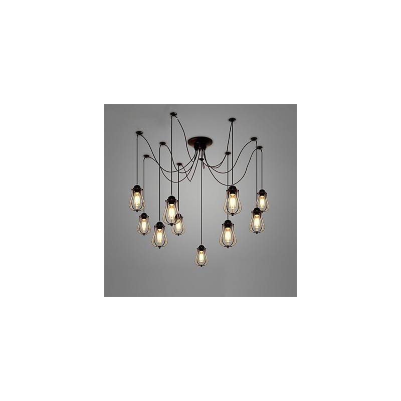 Lámpara de techo vintage Edison ajustable, lámpara colgante DIY, iluminación moderna y elegante para comedor industrial.