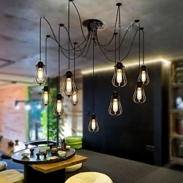 Lámpara de techo vintage Edison ajustable, lámpara colgante DIY, iluminación moderna y elegante para comedor industrial.