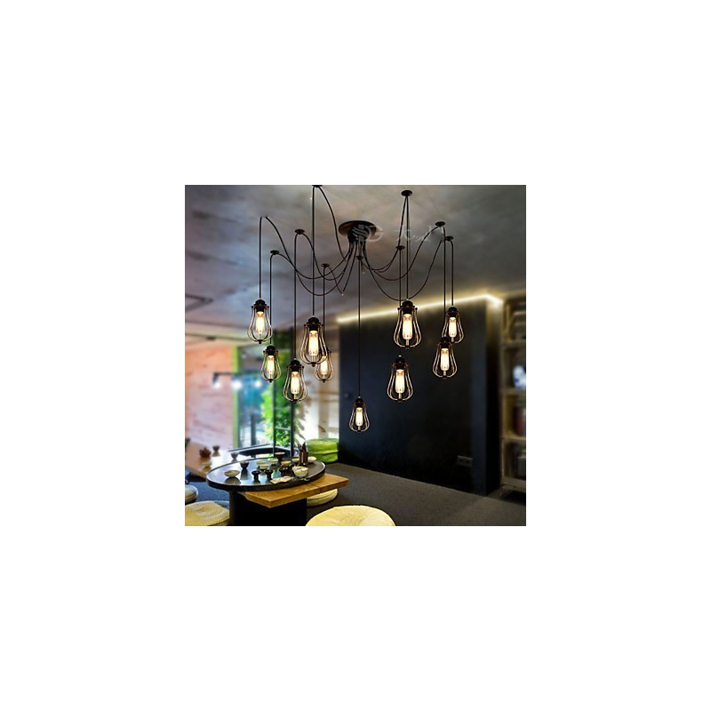 Lámpara de techo vintage Edison ajustable, lámpara colgante DIY, iluminación moderna y elegante para comedor industrial.