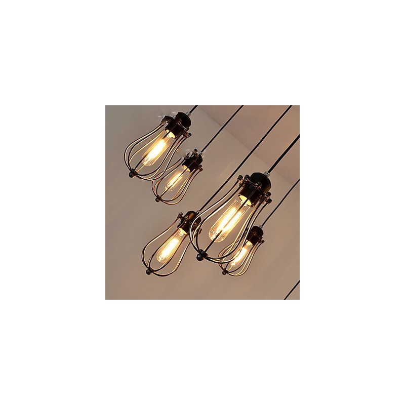 Lámpara de techo vintage Edison ajustable, lámpara colgante DIY, iluminación moderna y elegante para comedor industrial.