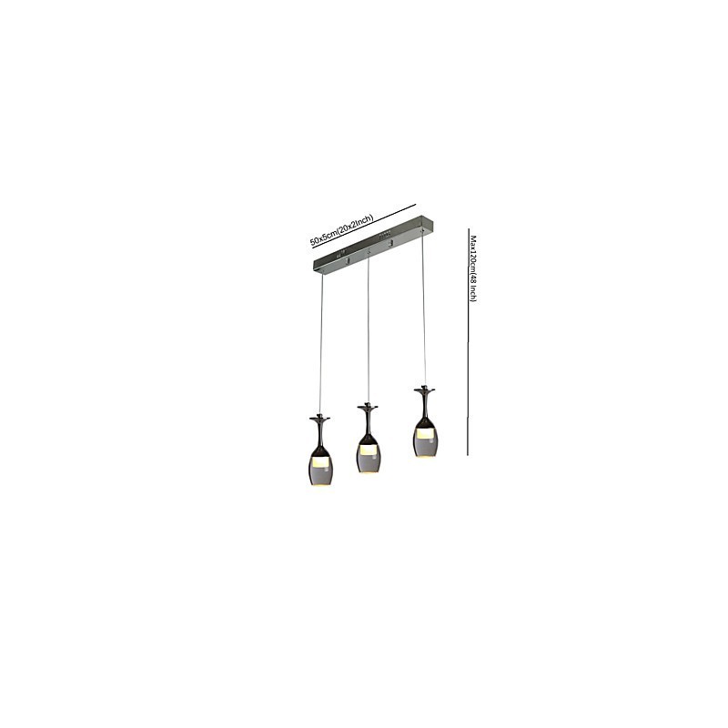 Lámparas colgantes de 3 luces con placa trasera larga, modernas y contemporáneas