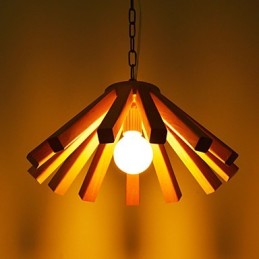 Lámpara colgante de bambú de madera estilo retro campestre
