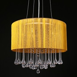 Lámpara colgante de tambor moderna de 4 luces con pantalla de bobinado de cristal, lámpara de araña de diseño minimalista moderno