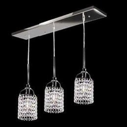 Lámpara colgante de metal y cristal