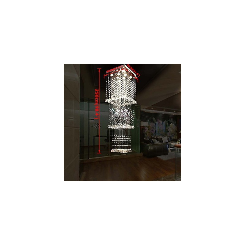Lámparas colgantes de cristal para techo, 8 luces, modernas y lujosas, con dosel plateado, K9, accesorios de cristal transparente.