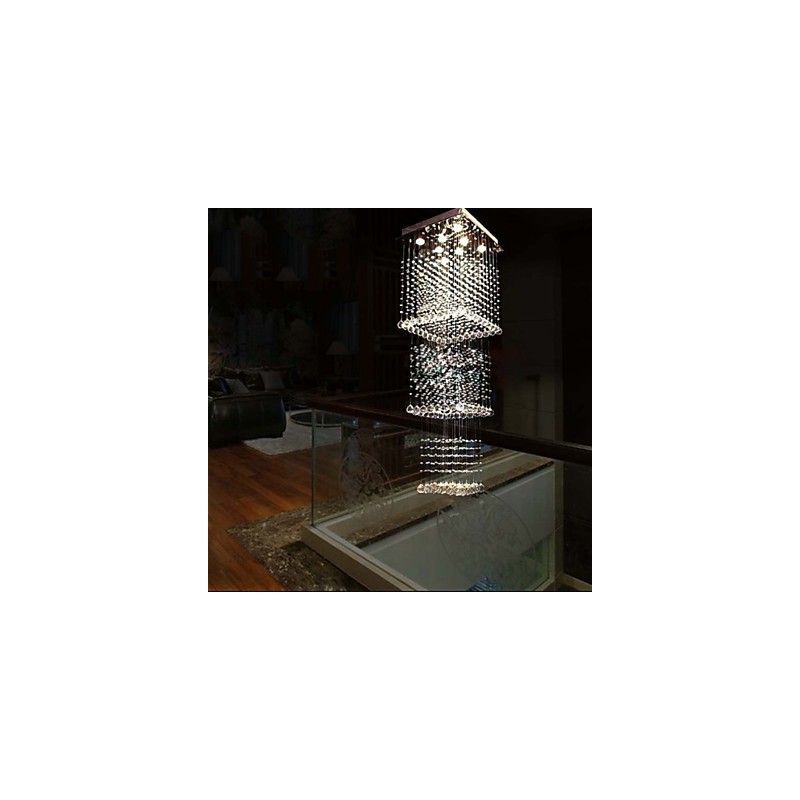 Lámparas colgantes de cristal para techo, 8 luces, modernas y lujosas, con dosel plateado, K9, accesorios de cristal transparente.
